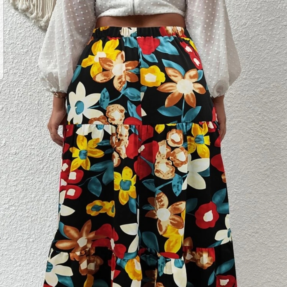 Floral print ruffle hem skirt - Picture 4 of 4